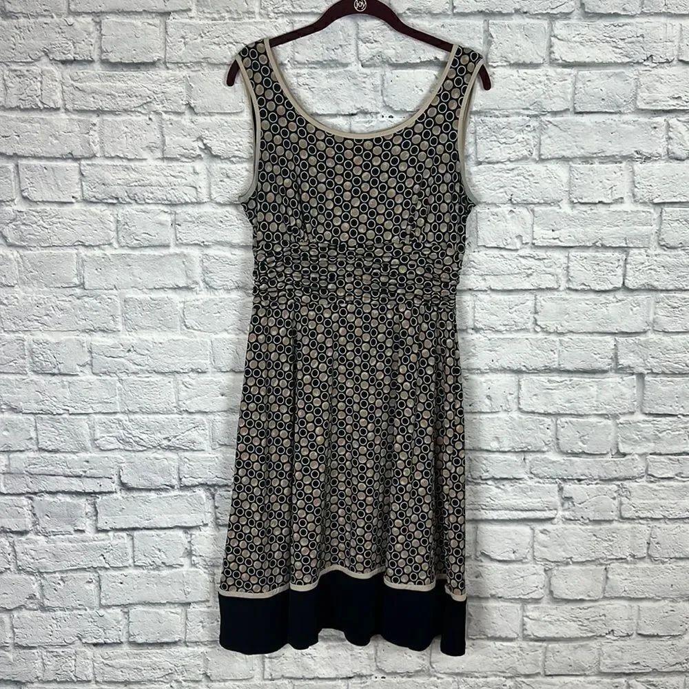 STUDIO I A-Line Dress Womens SIZE 10 Brown/Black Mid Length Sleeveless
